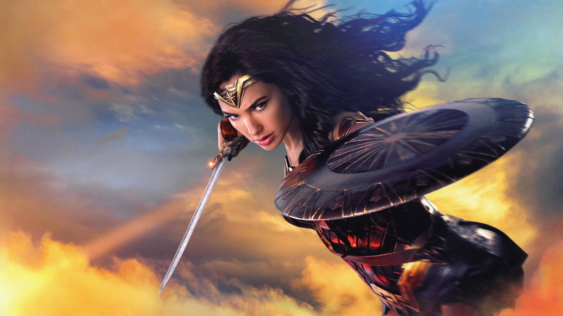 Gal Gadot Fierce Wonder Woman Background