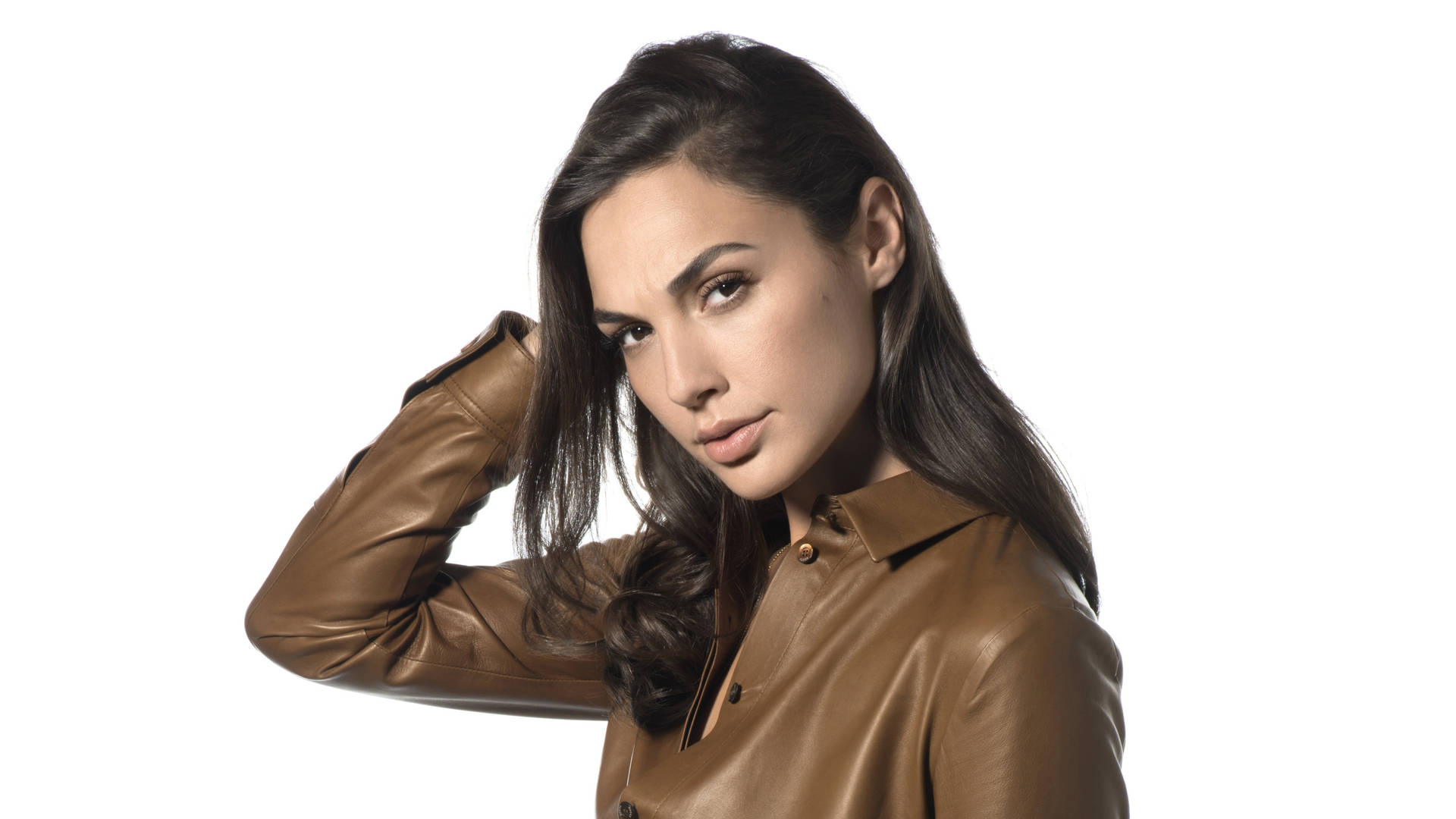 Gal Gadot In Leather Jacket Background