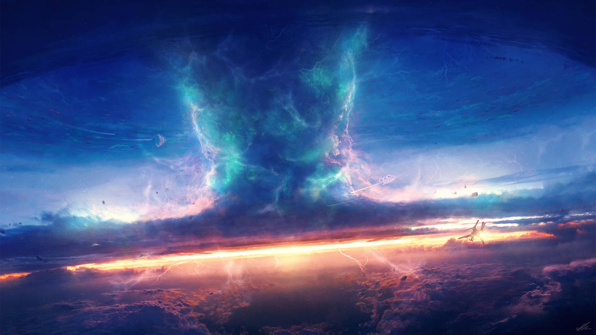 Galactic Blue Wedge Tornado Background