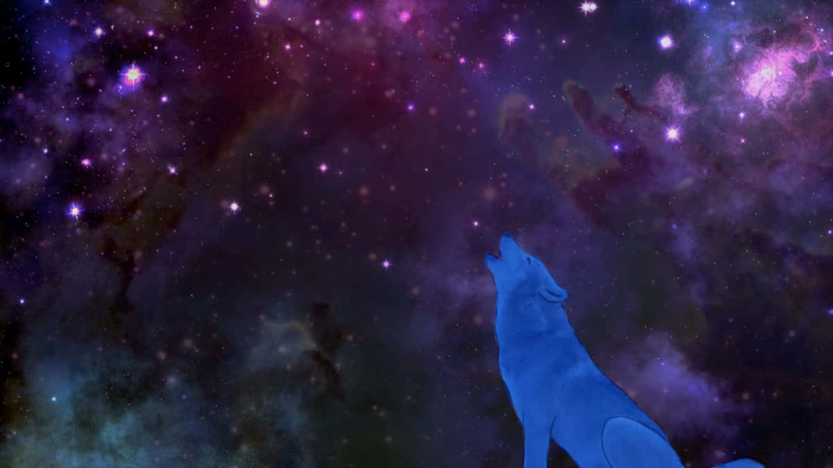 Galactic Howl Wolf Silhouette Background