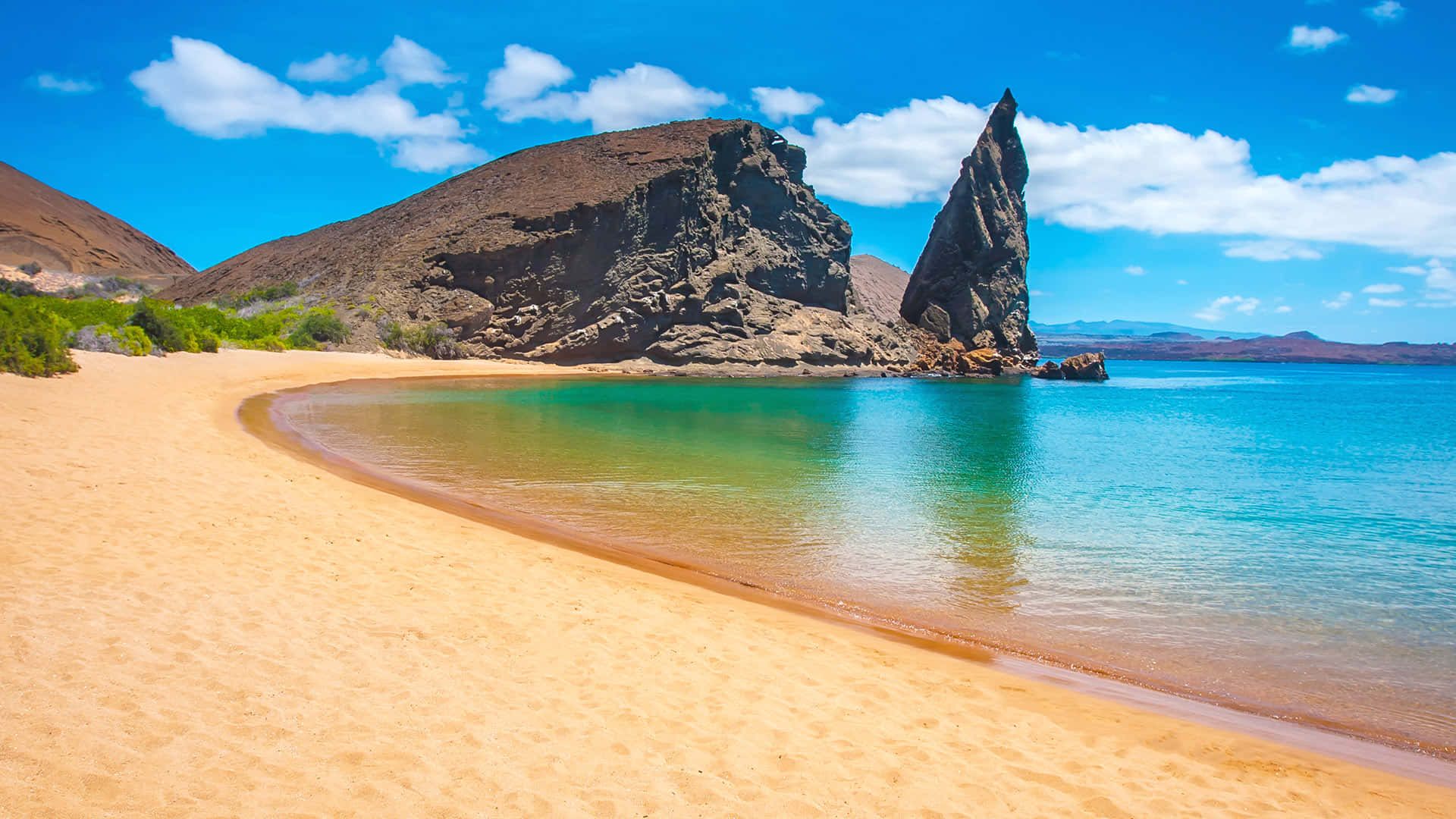 Galapagos Islands Beach Pinnacle Rock Background