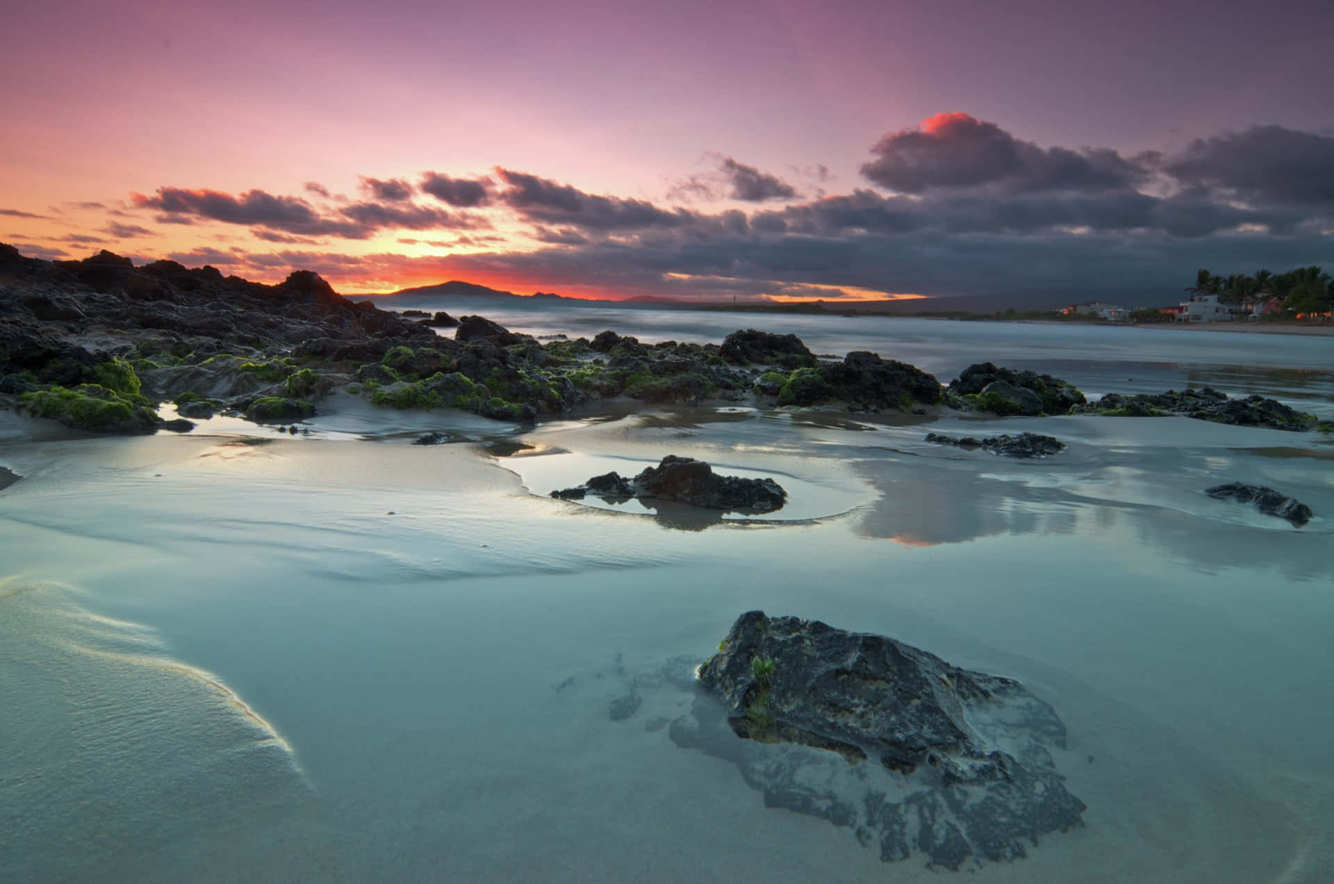 Galapagos Islands Beautiful Sunset And Landscape Background