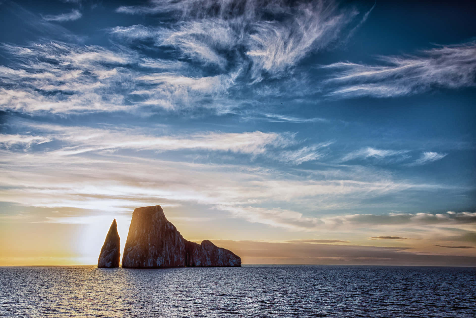 Galapagos Kicker Rock Sunset Background