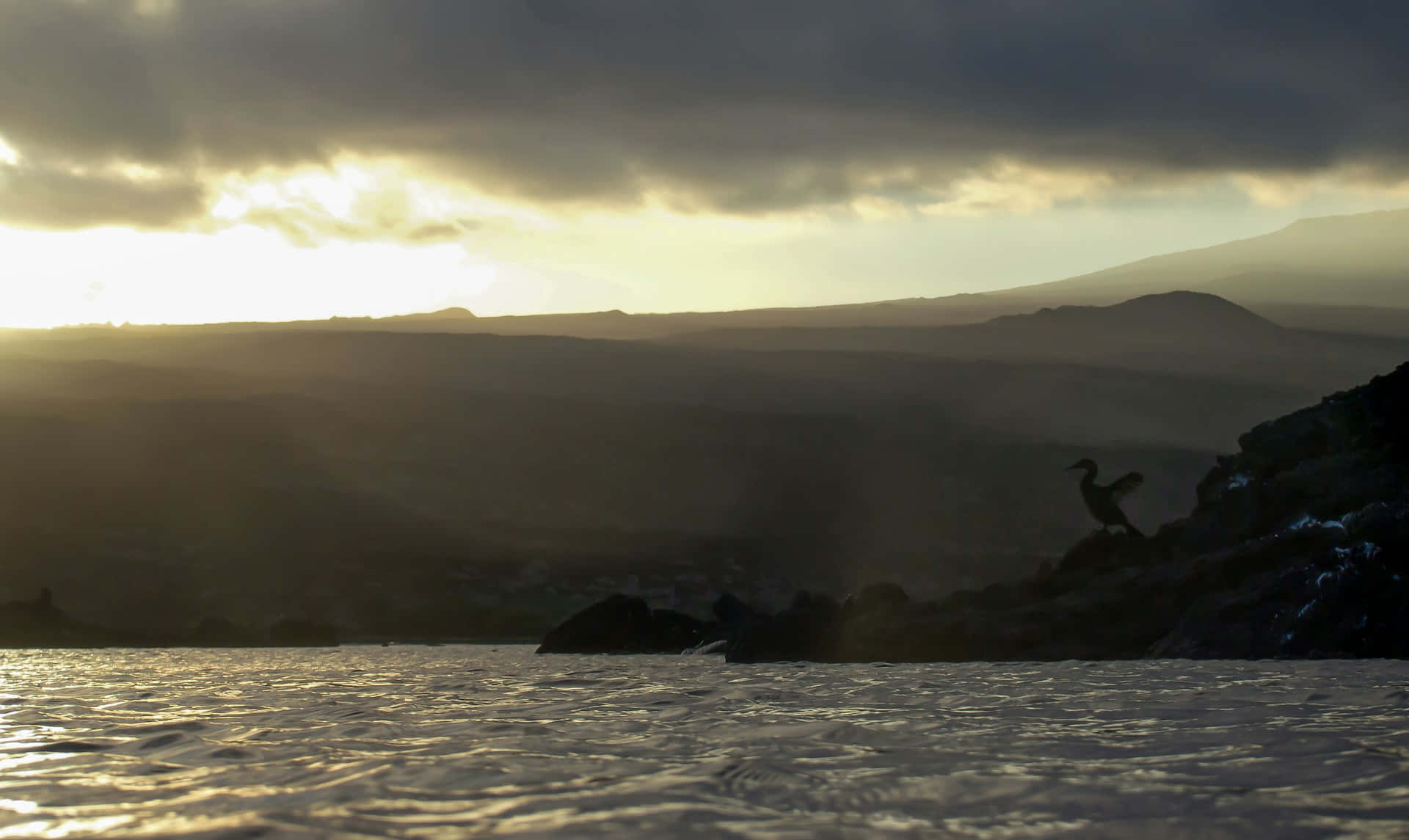 Galapagos Sunset Silhouette Background
