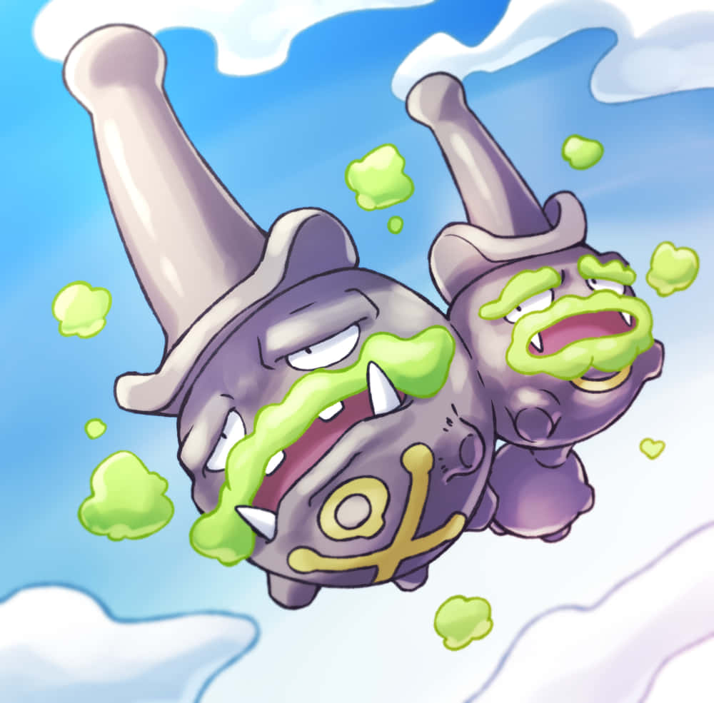 Galarian Weezing In The Sky Background