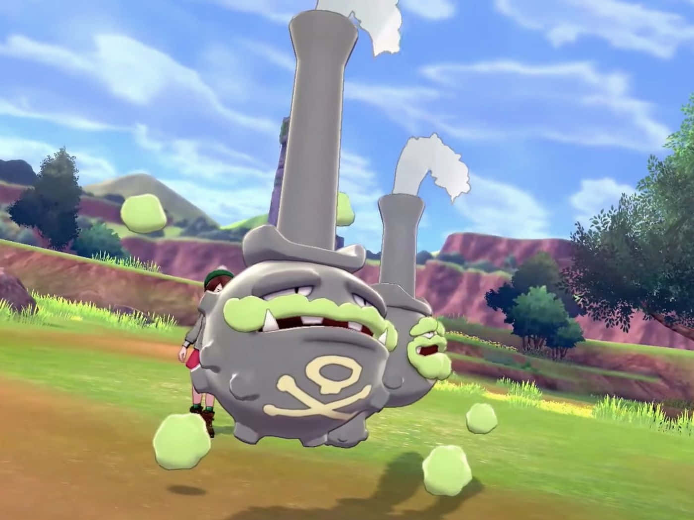 Galarian Weezing With Trainer Background