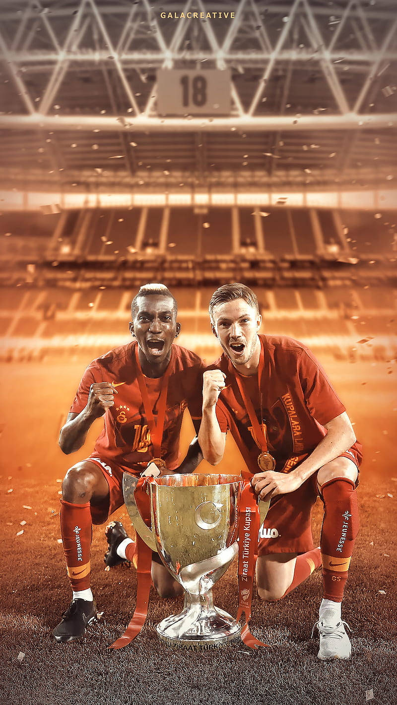 Galatasaray Players With Trophy Background