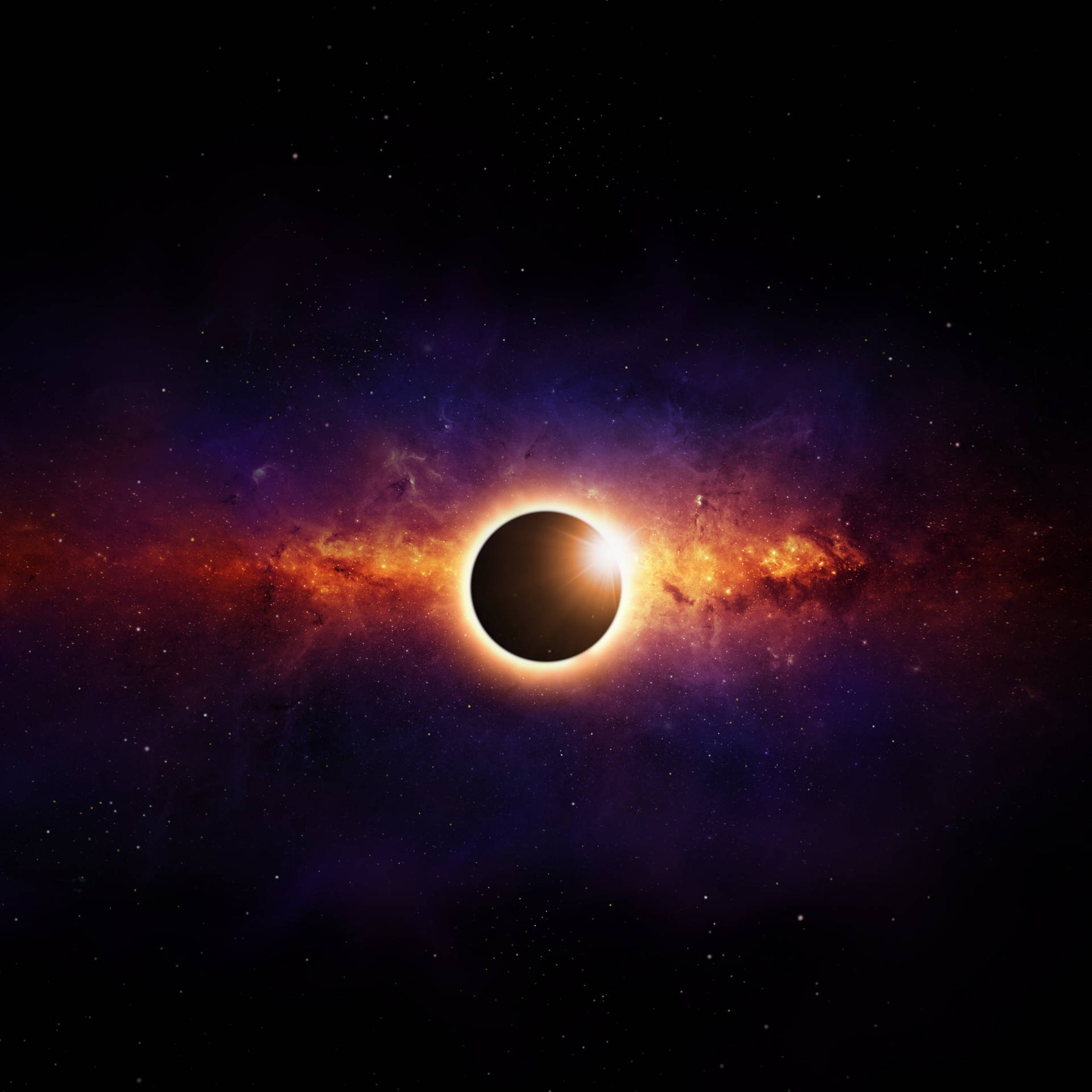 Galaxy And Solar Eclipse Background