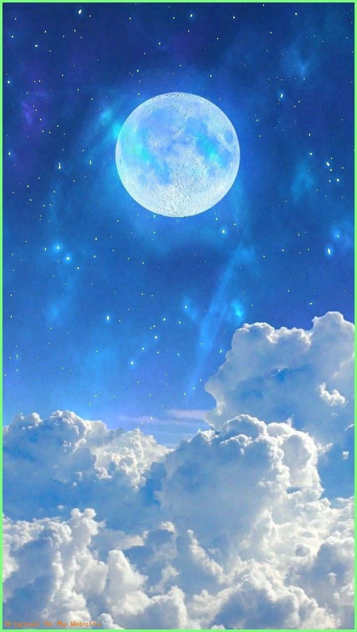 Galaxy Blue Aesthetic & Glowing Moon