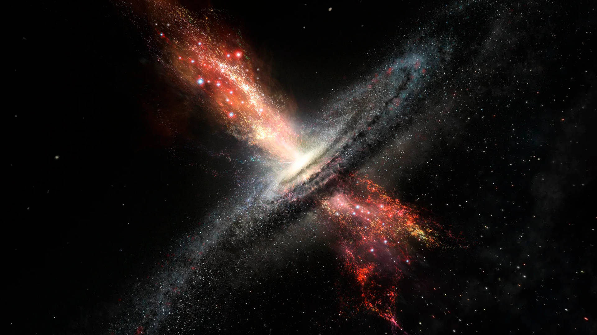 Galaxy Collision In Space 2560x1440 Background