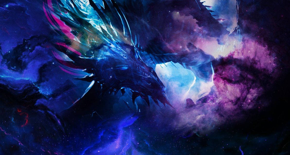 Galaxy Dragon Full Of Horns Background