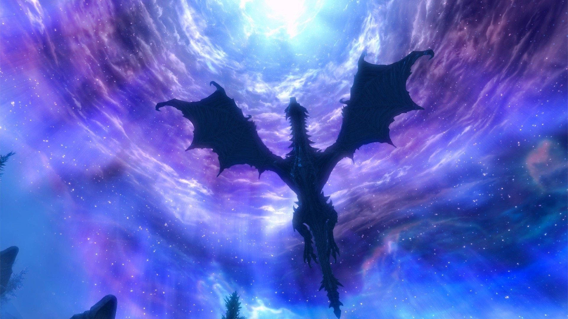 Galaxy Dragon Soaring In The Sky Background