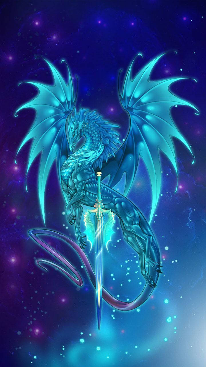 Galaxy Dragon With A Sword Background