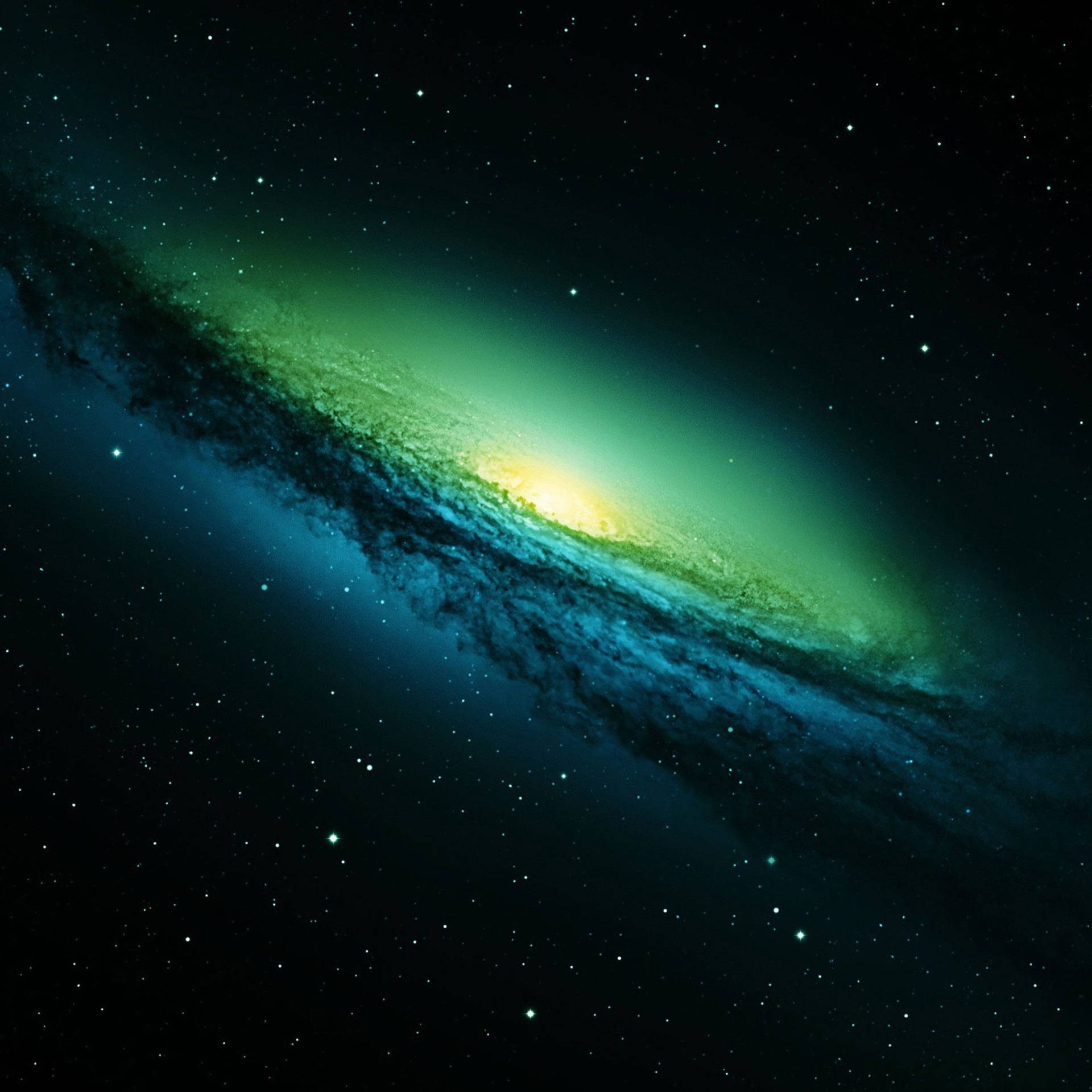 Galaxy Glowing Green On Free Ipad Background