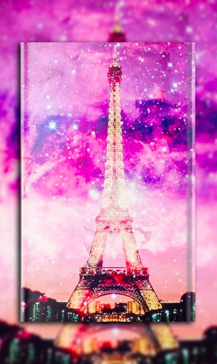 Galaxy-like Pink Paris Sky Background