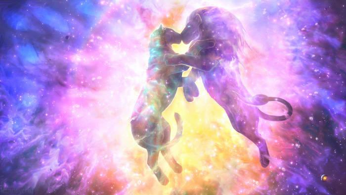 Galaxy Lion And Lioness Art Background