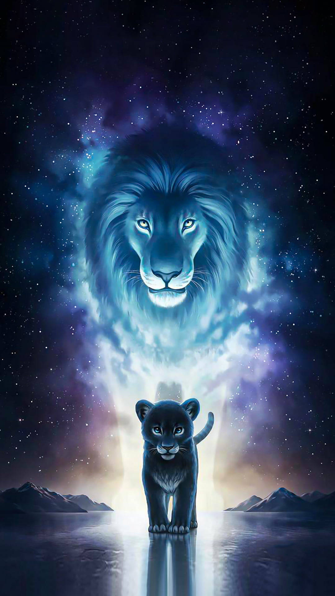 Galaxy Lion Phone Background