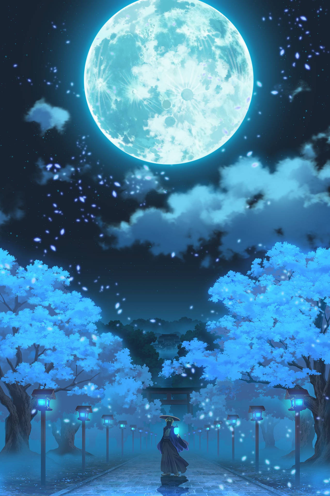 Galaxy Moon Anime Art Background