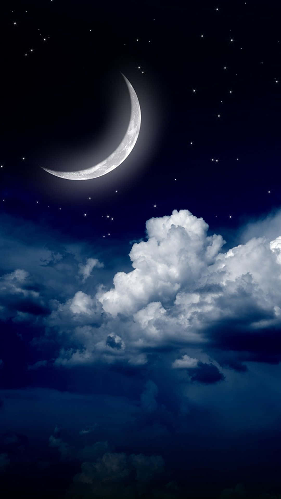 Galaxy S5 Crescent Moon Night Sky Background