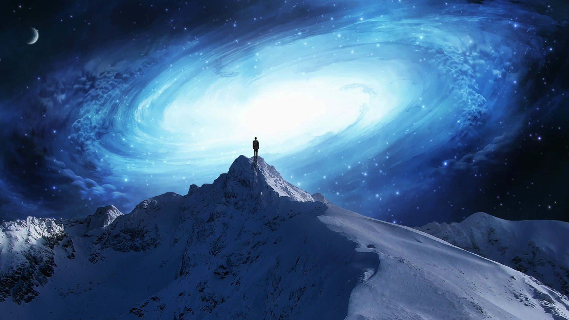 Galaxy Sky Top Of Mountain Background