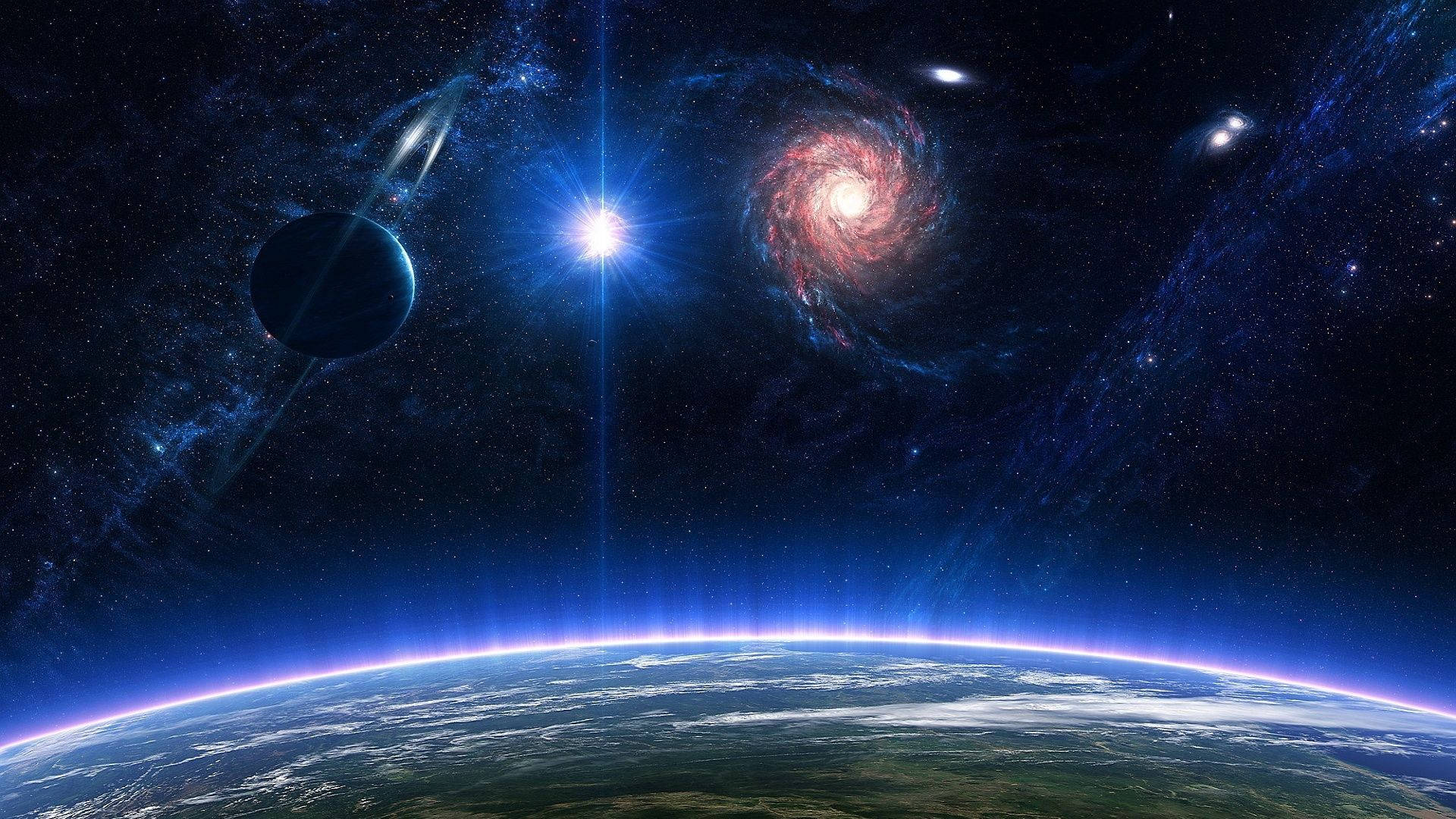 Galaxy Star And Saturn 1920x1080 Hd Space Background