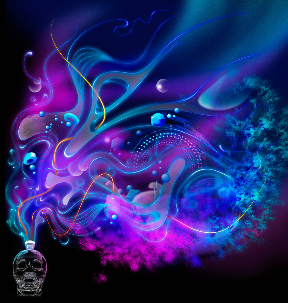 Galaxy-themed Crystal Head Vodka Background