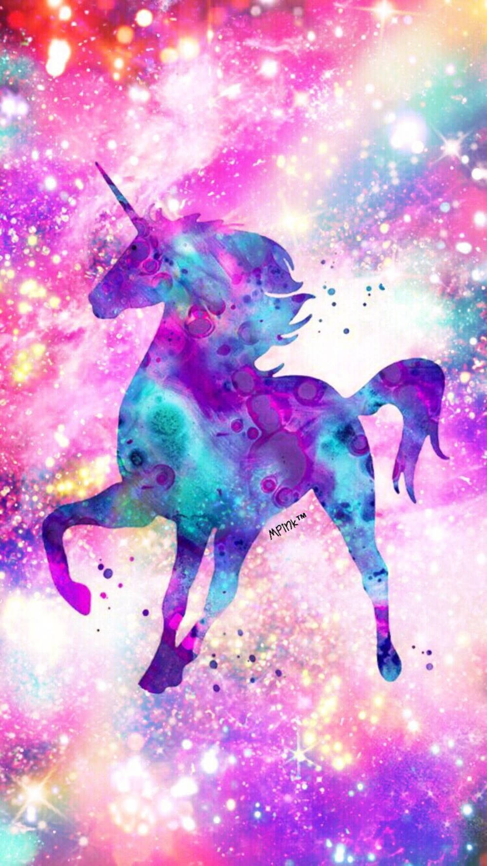 Galaxy Unicorn On Glitter Background Background