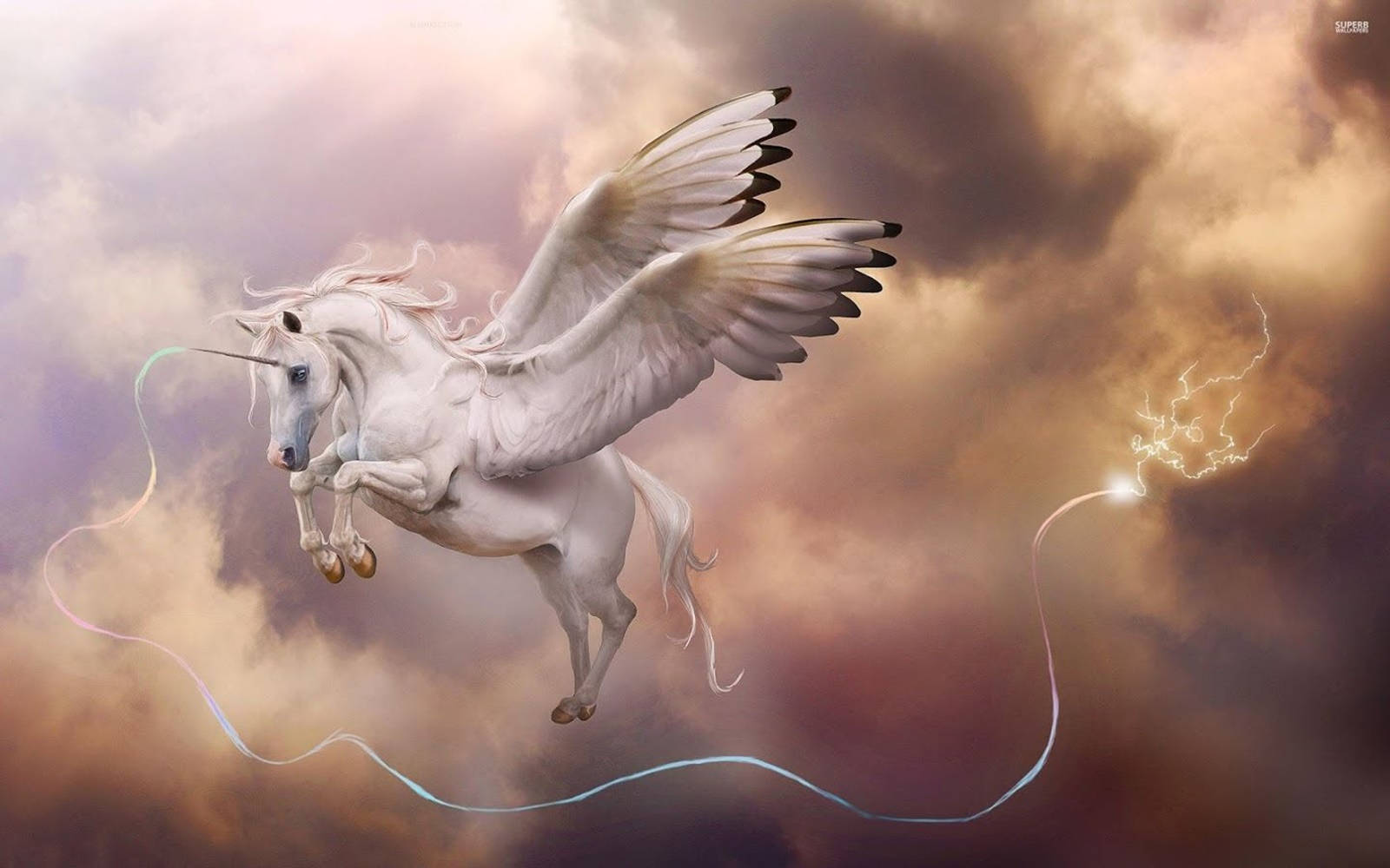 Galaxy Unicorn On Overcast Sky Background