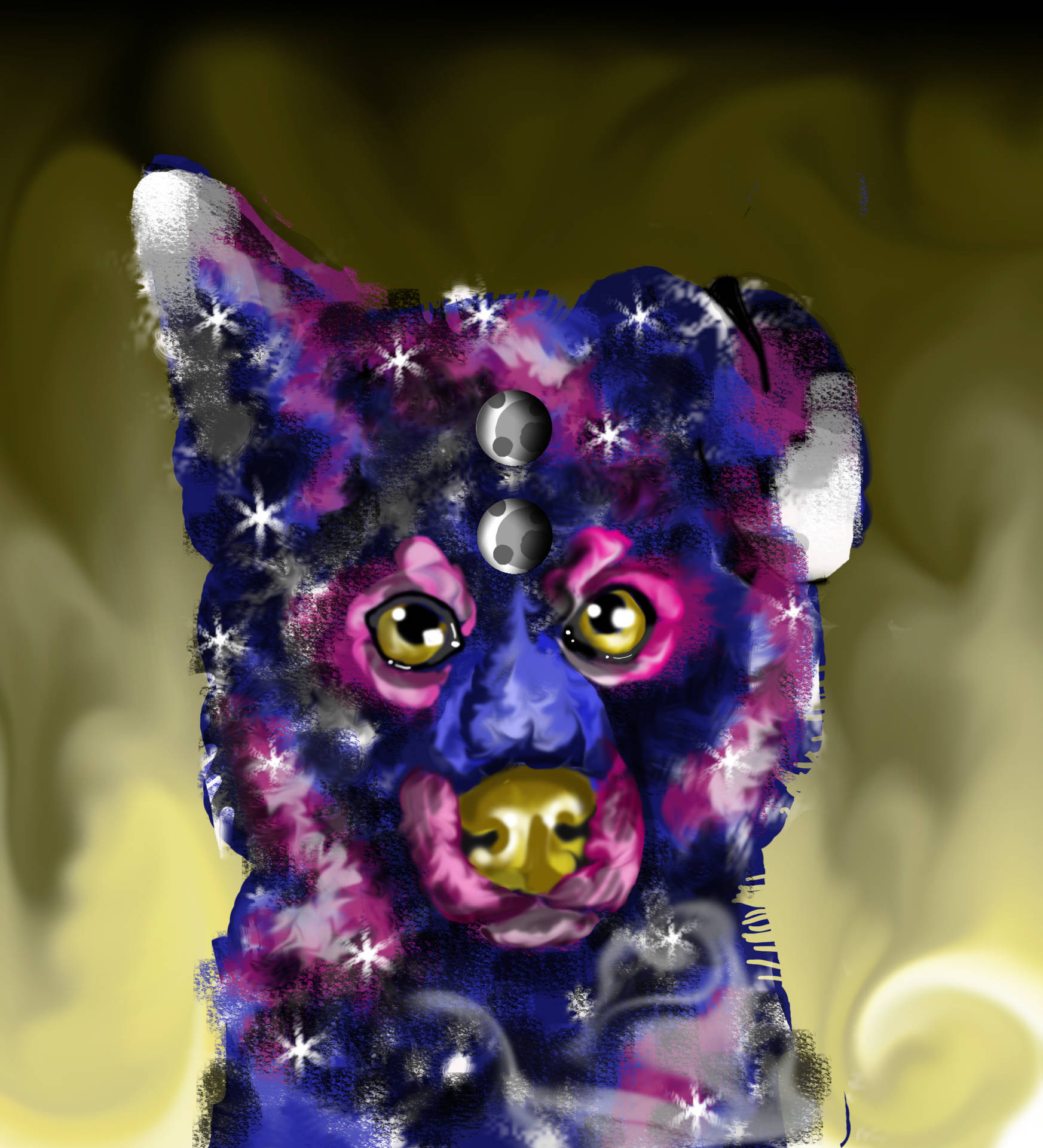 Galaxy Wolf Digital Paint Art Background