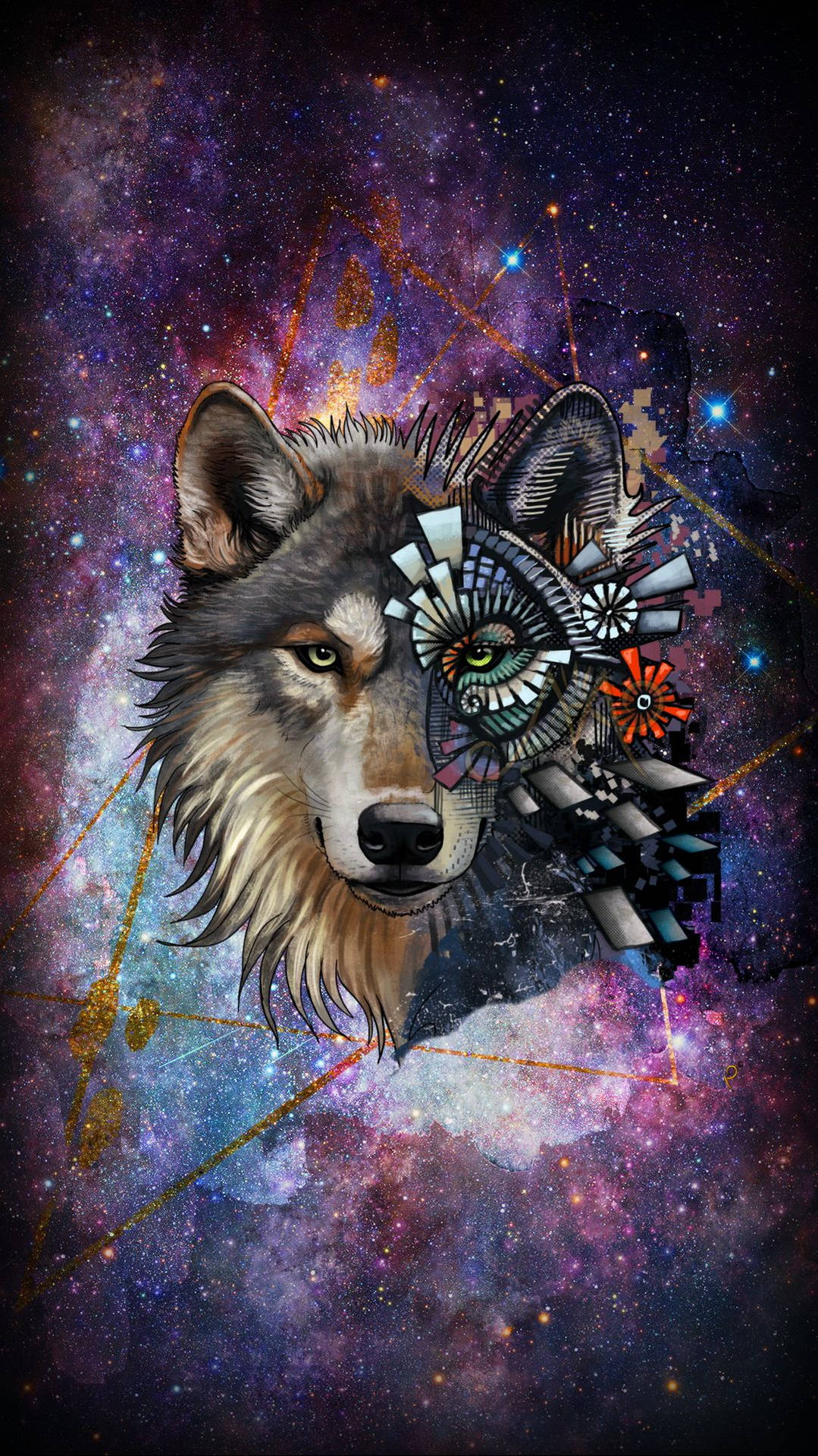 Galaxy Wolf Fantasy Aesthetic Background