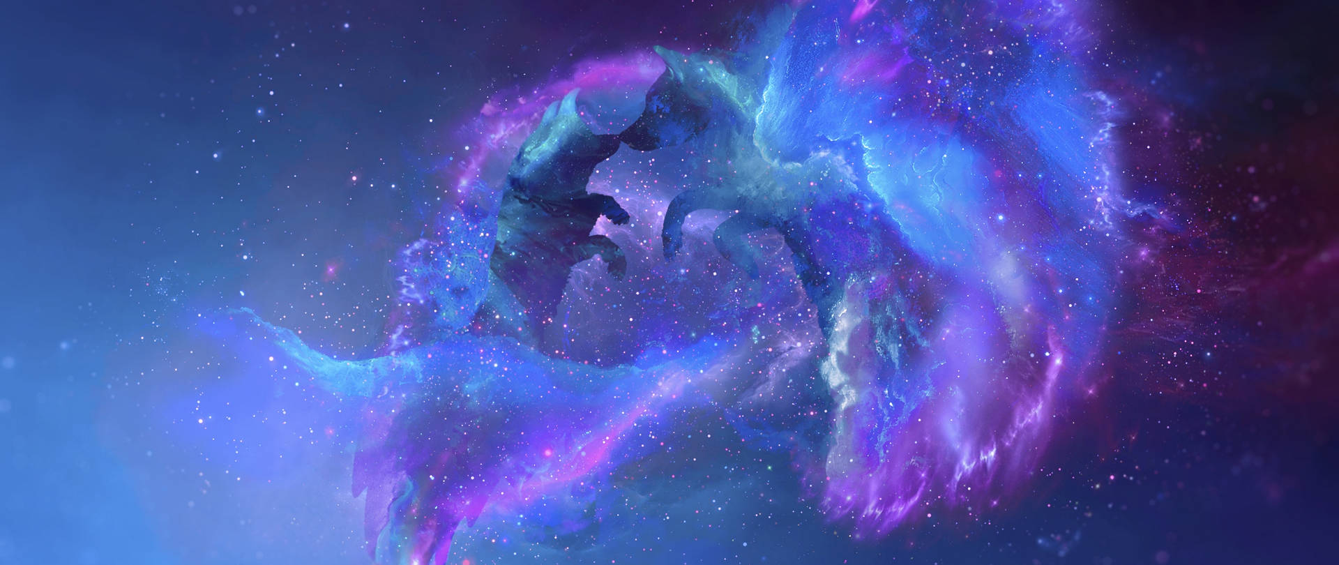 Galaxy Wolf Starry Silhouettes Background
