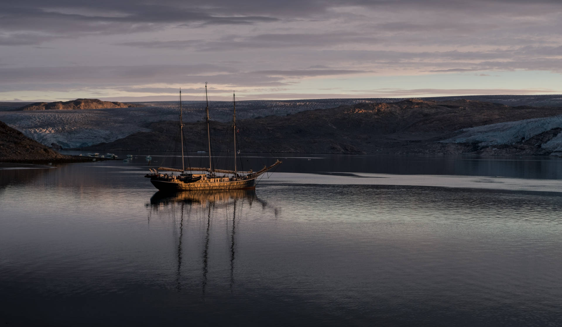 Galleon Ship In Greenland Background