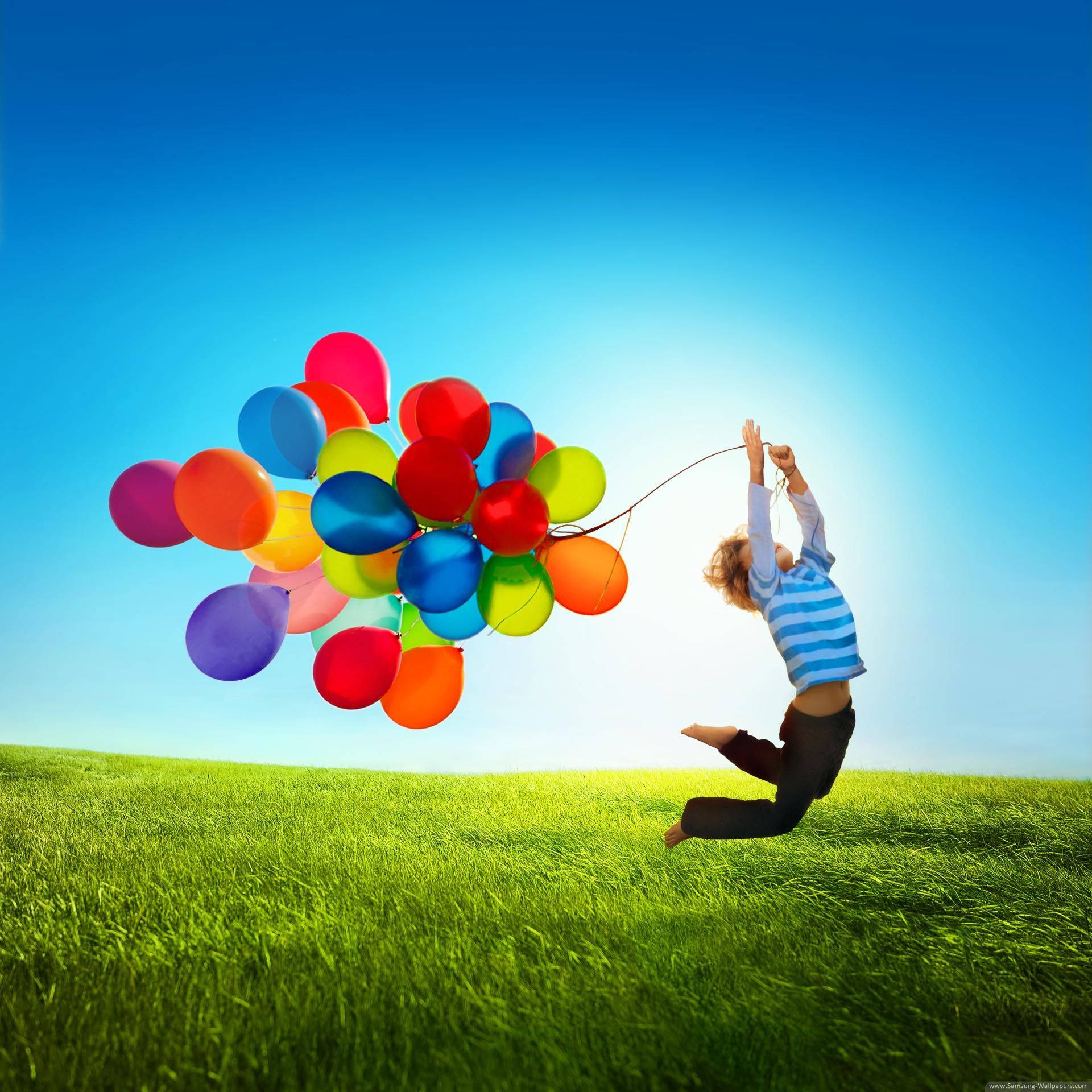 Galloping Kid With Balloon Samsung Background