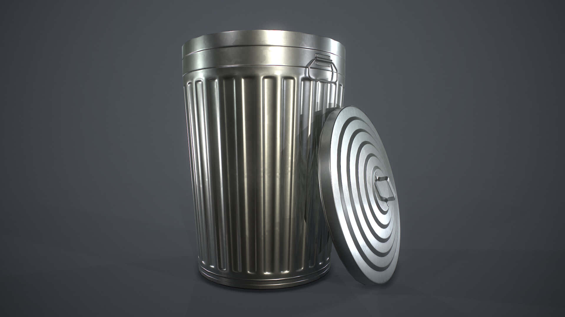 Galvanized Metal Trash Can With Lid Background