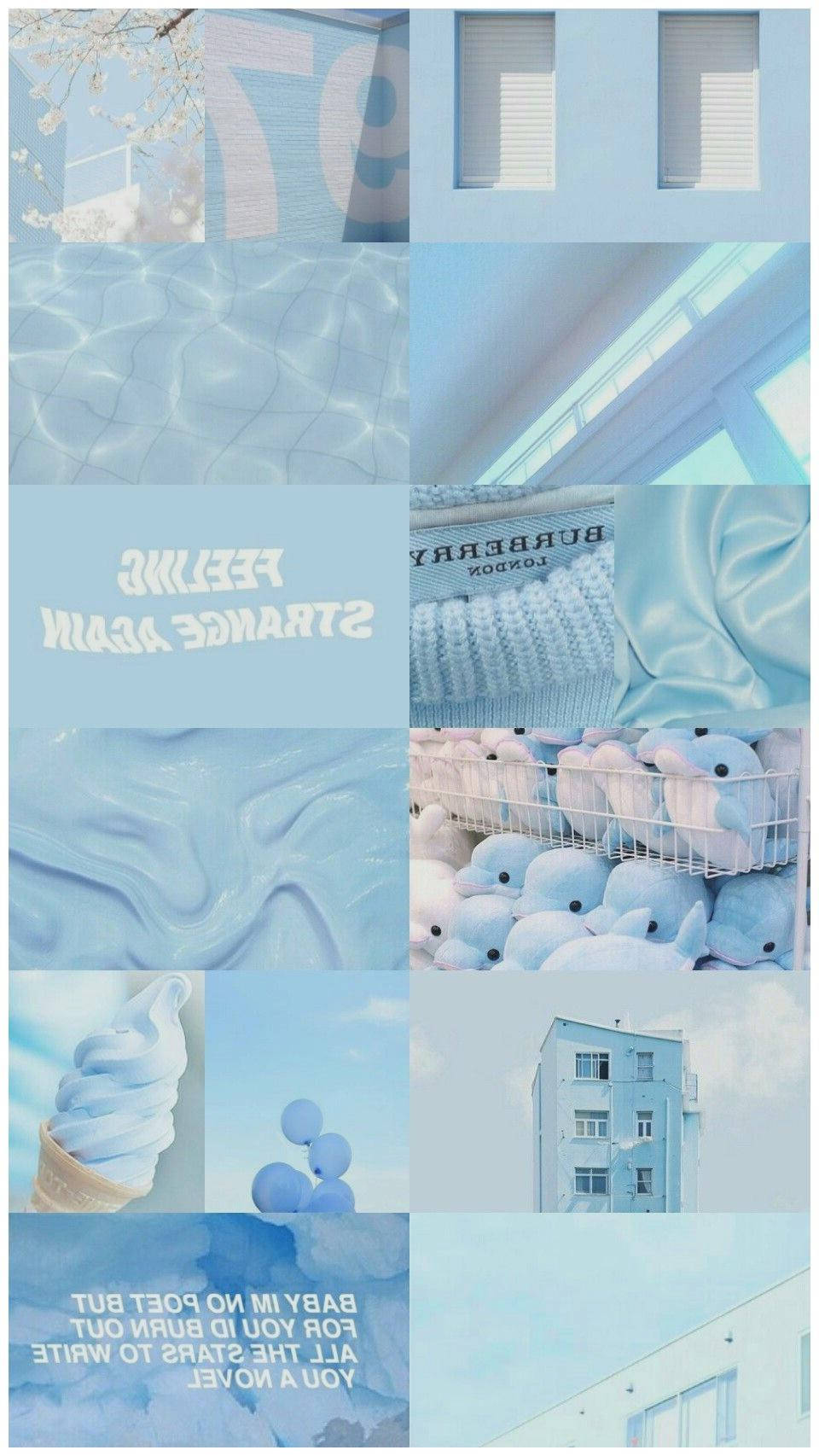 Gambar Blue Aesthetic Collage Background