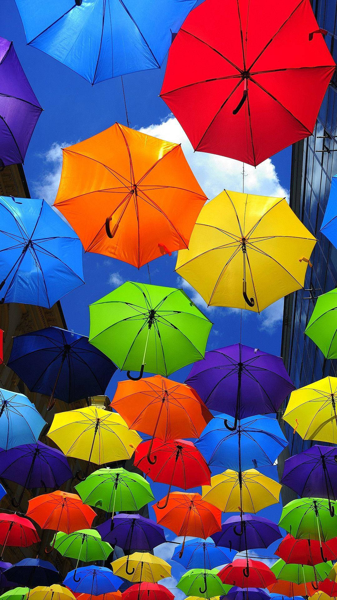 Gambar Colorful Umbrellas Background