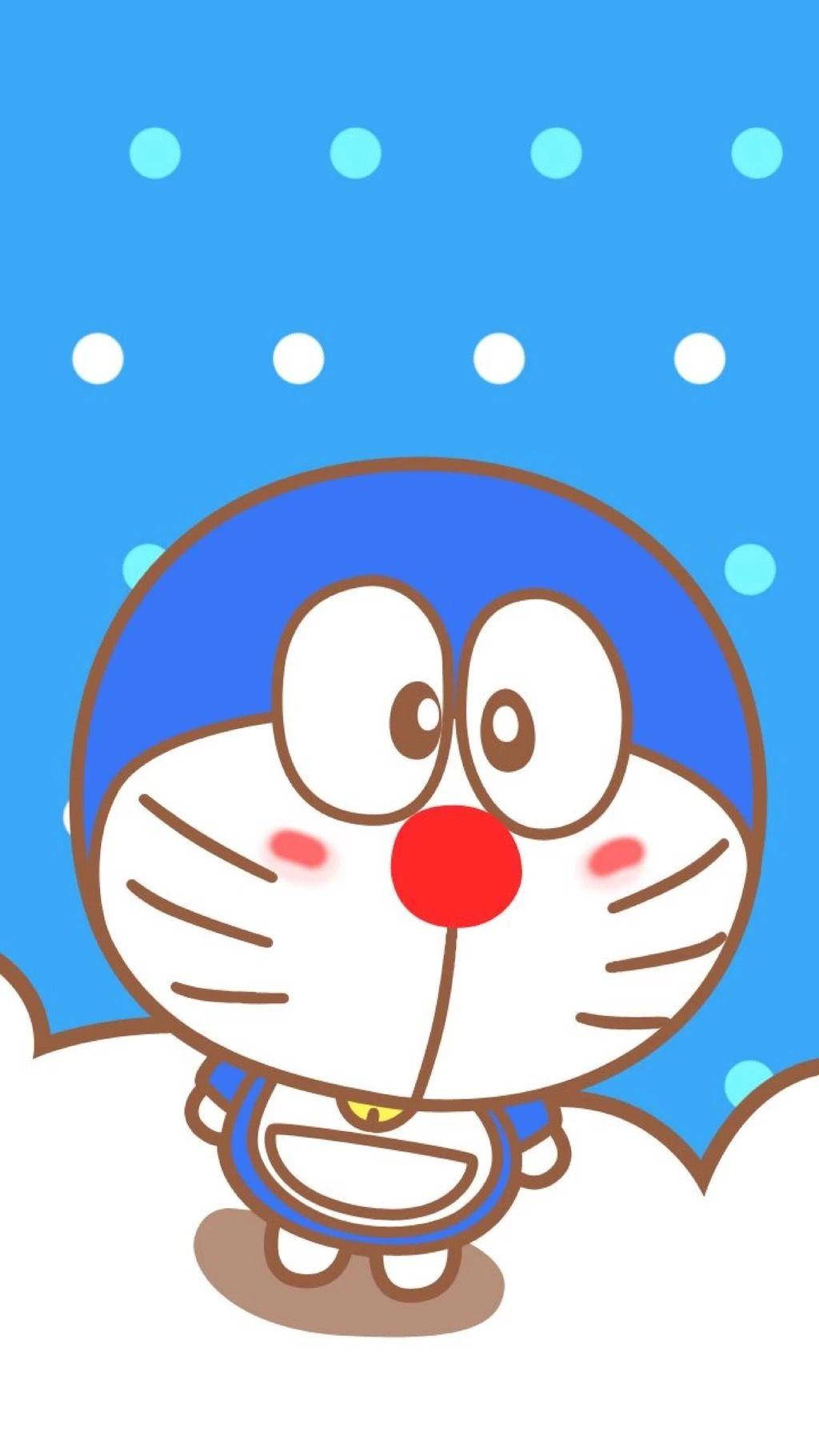 Gambar Doraemon Polka Dots Background