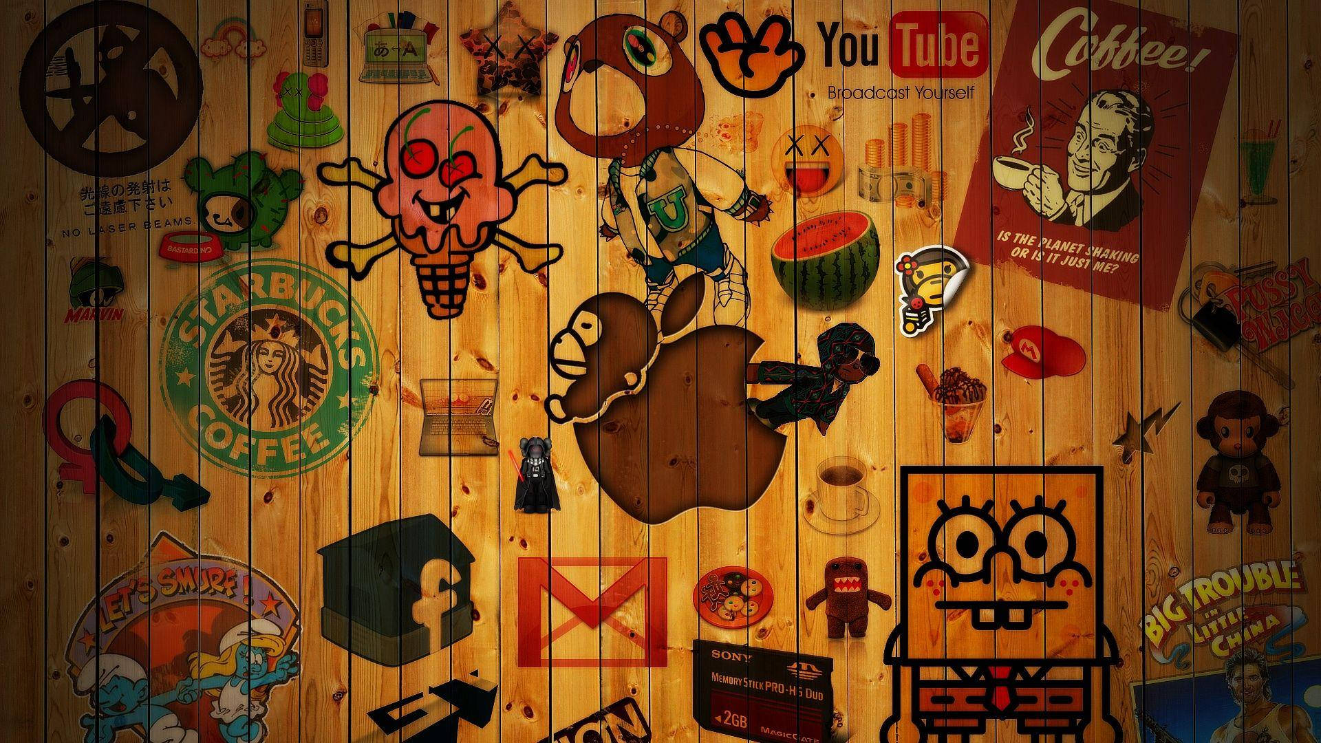 Gambar Pop Culture Icons On Wall Background