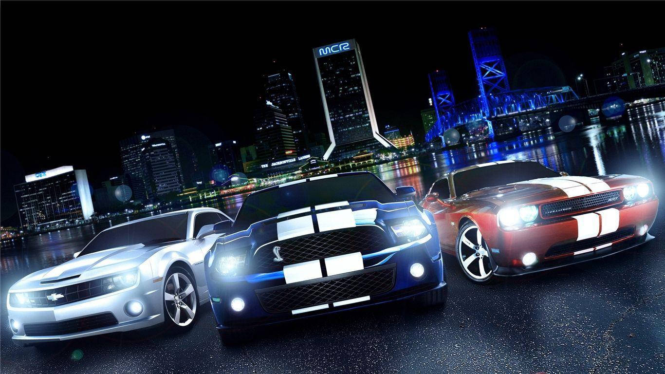 Gambar Three Cars In City Background