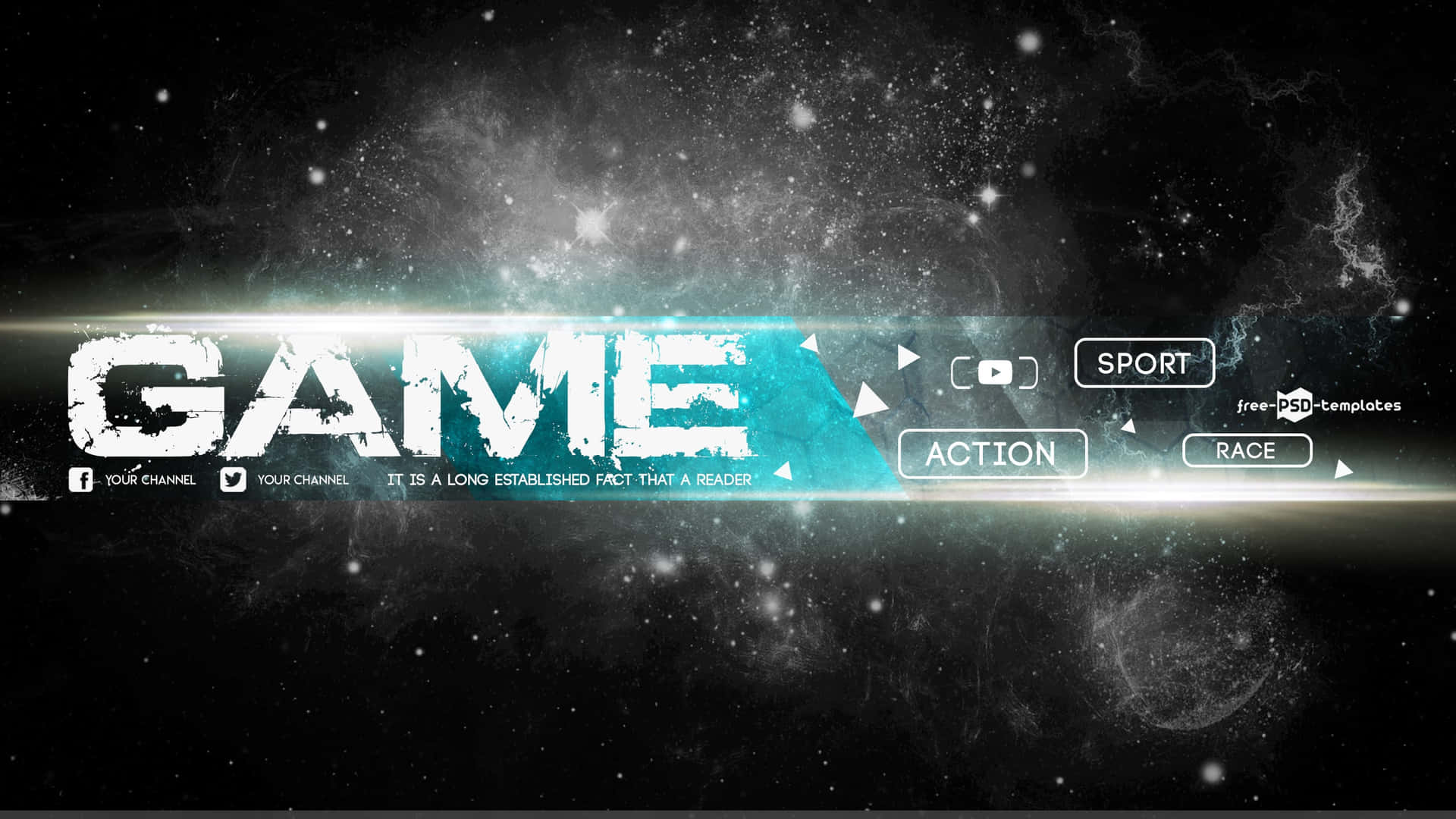 Game - A Dark Background With A Blue And White Text