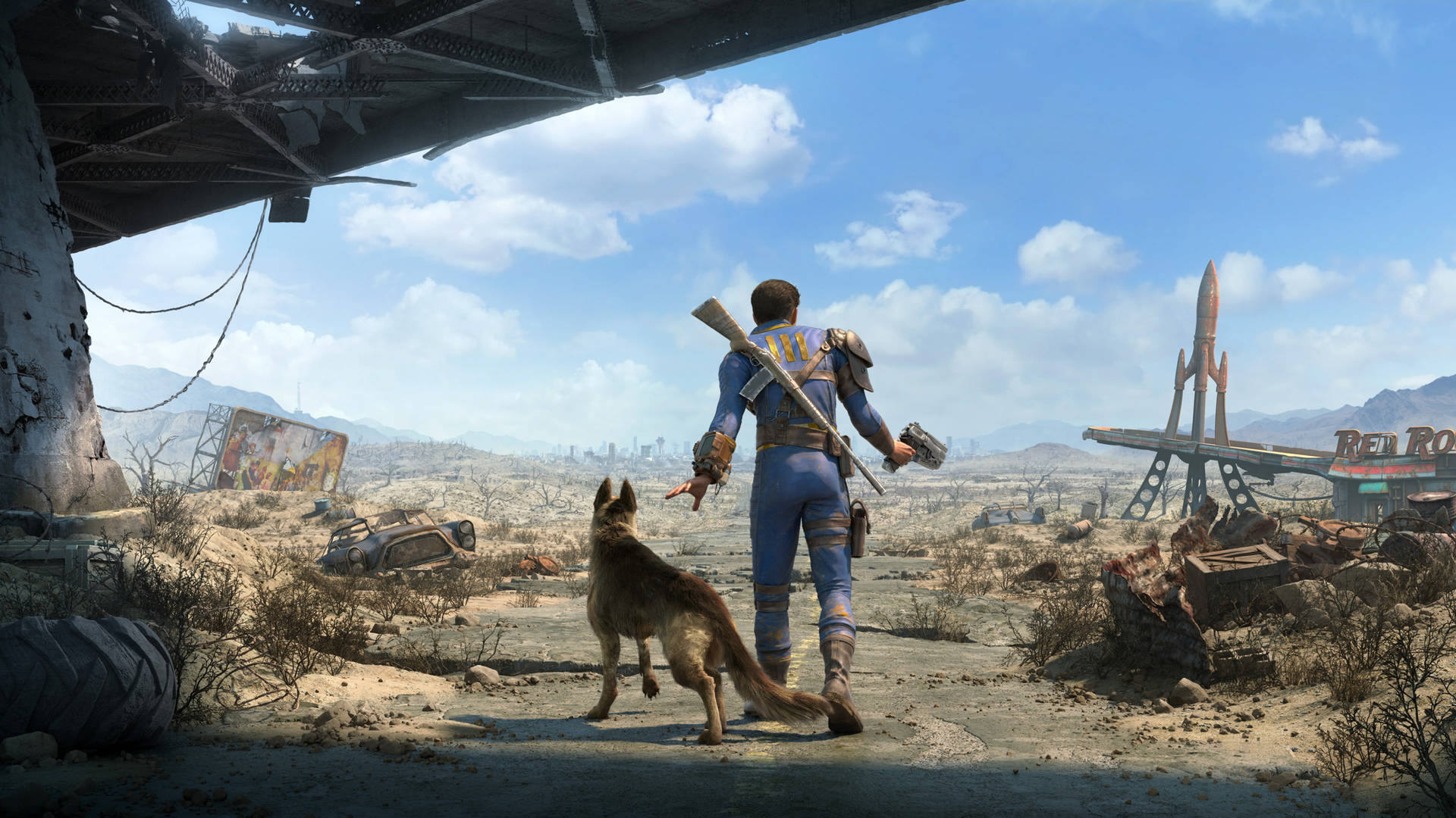 Game Character And Dog Fallout 4 4k Background