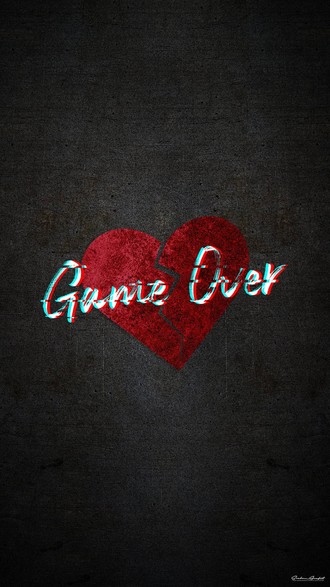Game Over Broken Heart Black Background