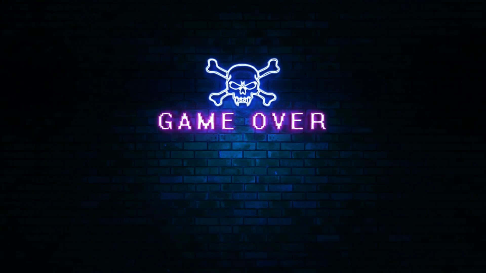 Game Over Neon Sign On Brick Wall