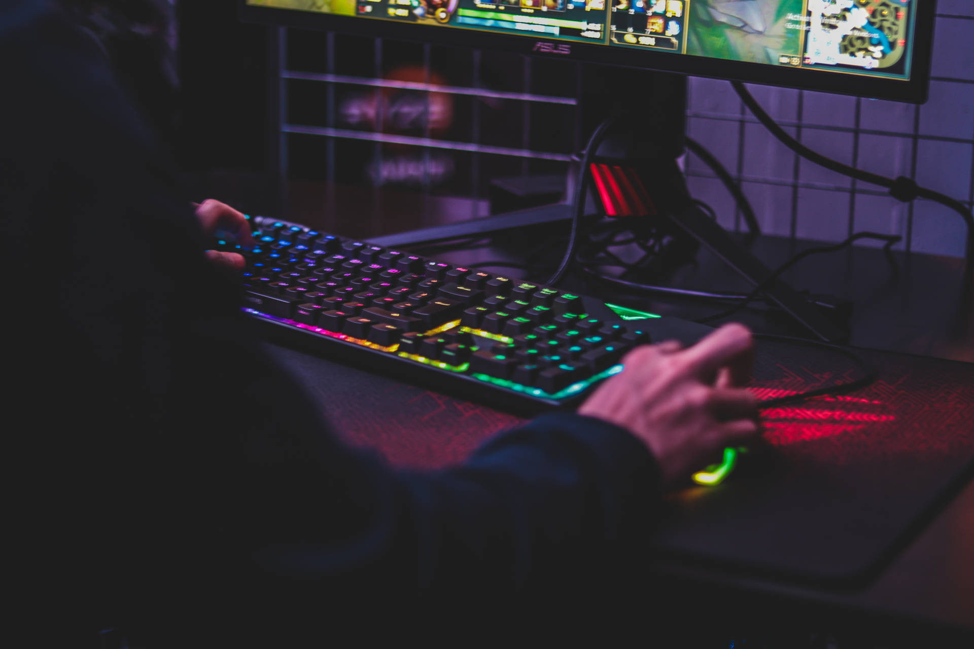 Gamer Hands On Keyboard And Mouse