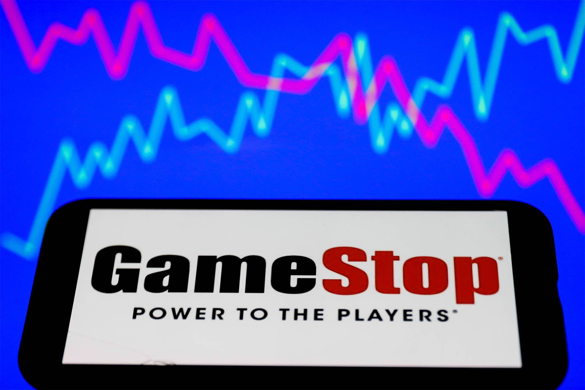 Gamestop Pink And Blue Graph Background