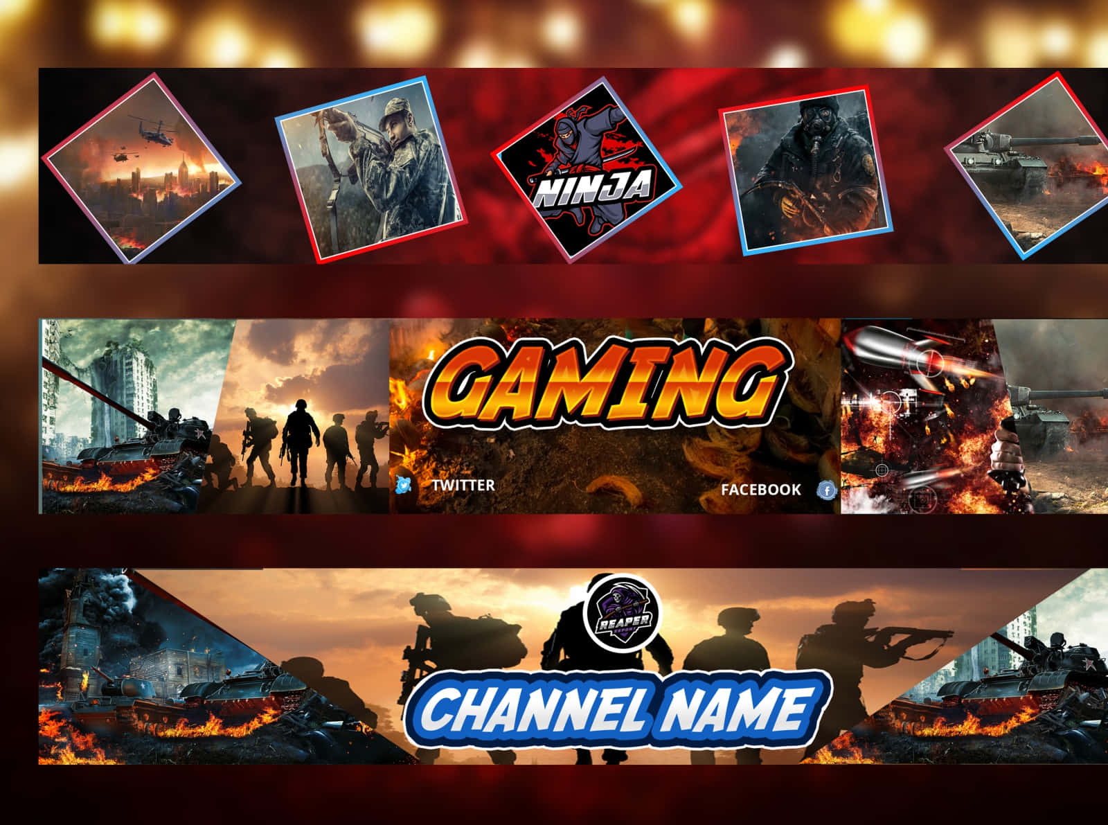 Gaming Banners With A Red Background Background