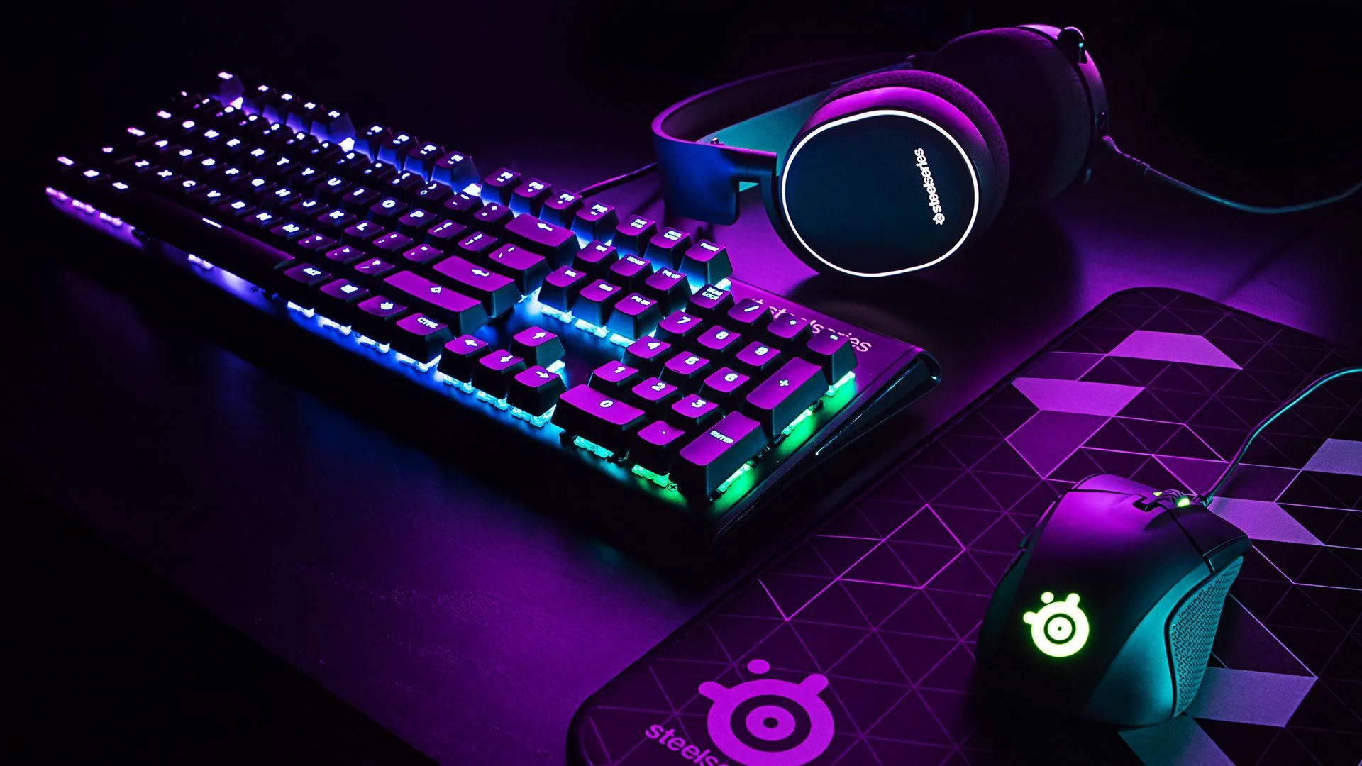 Gaming Keyboard And Headphones Background