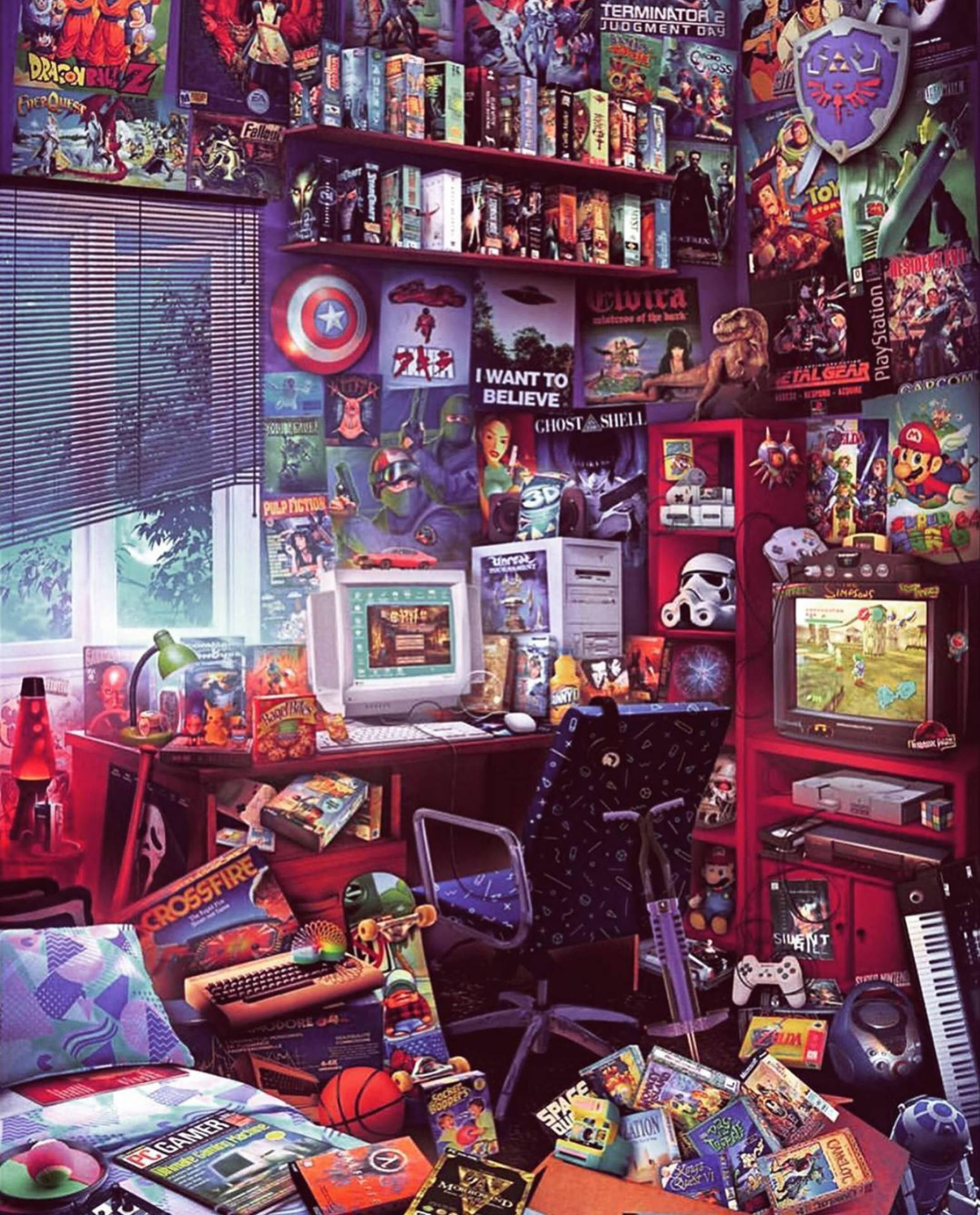 Gaming Room Cramped Game Icons Background