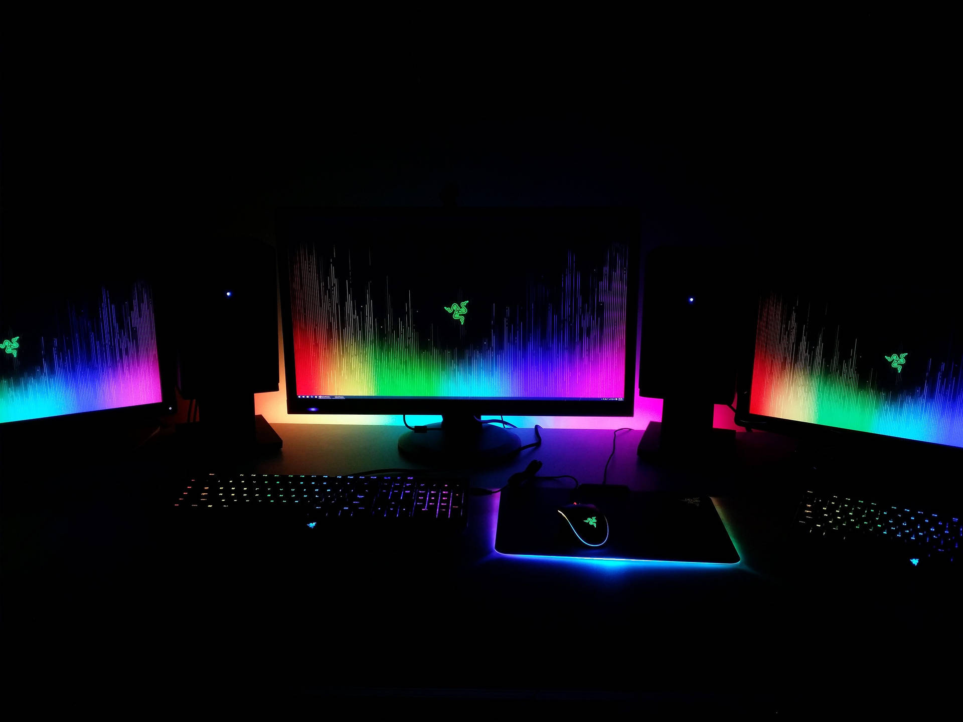 Gaming Room Dark Rainbow Desktop Background