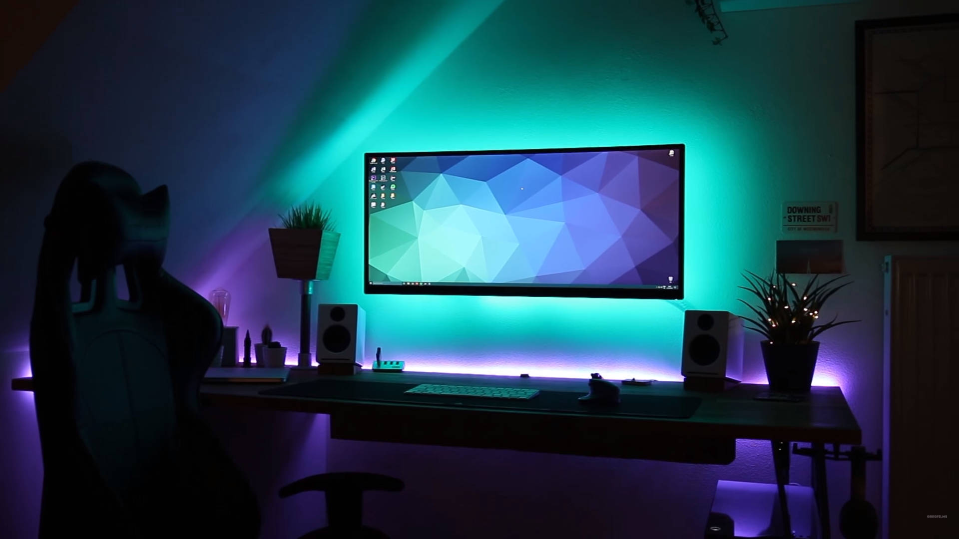 Gaming Room Green Backlight Background